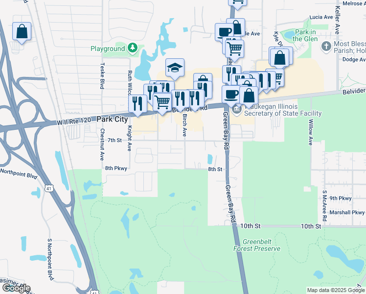 map of restaurants, bars, coffee shops, grocery stores, and more near 3104 Jeanette Avenue in Park City