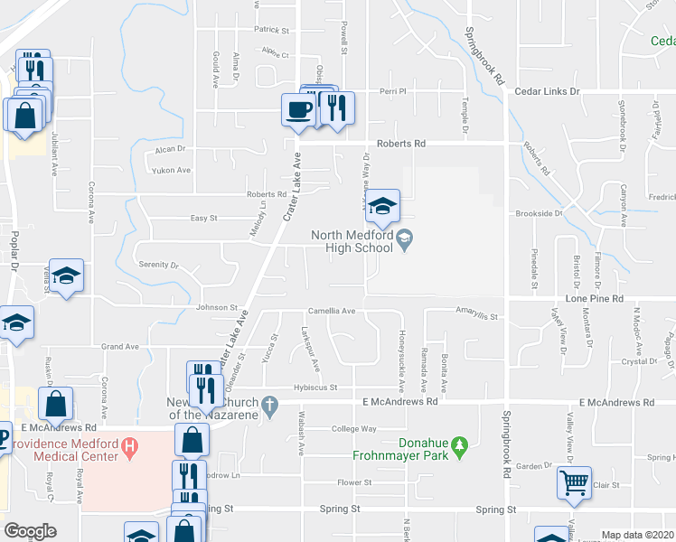 map of restaurants, bars, coffee shops, grocery stores, and more near 1857 Inner Circle in Medford