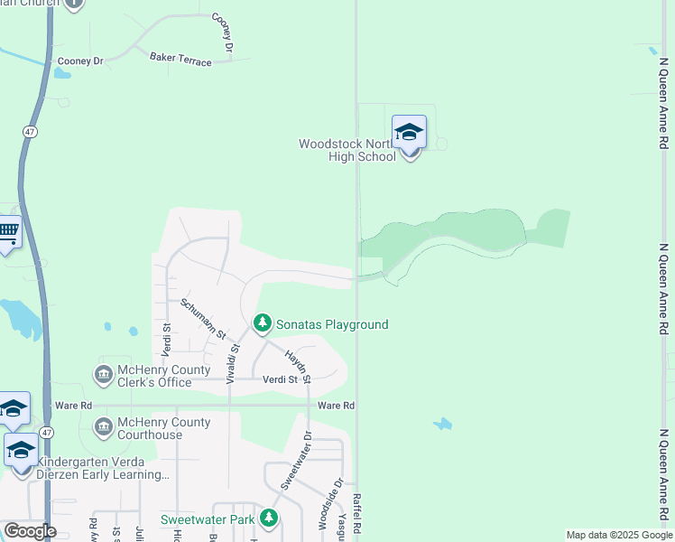 map of restaurants, bars, coffee shops, grocery stores, and more near 2871 Haydn Street in Woodstock