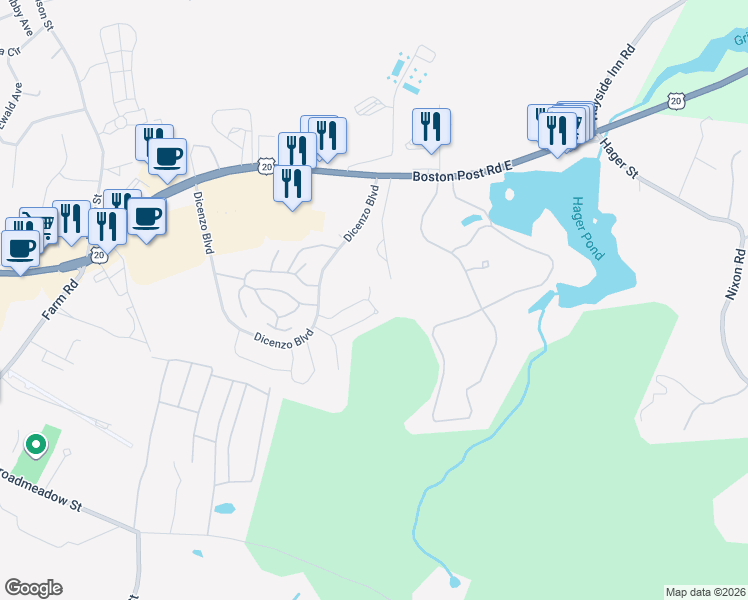 map of restaurants, bars, coffee shops, grocery stores, and more near 61 Violetwood Circle in Marlborough