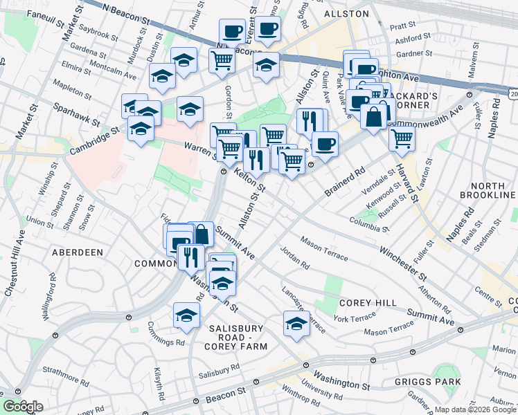 map of restaurants, bars, coffee shops, grocery stores, and more near in 