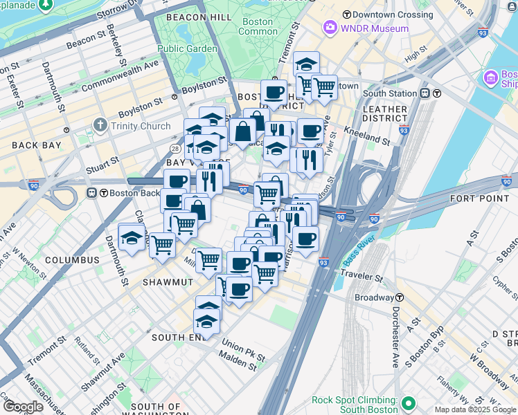 map of restaurants, bars, coffee shops, grocery stores, and more near 62 Herald Street in Boston