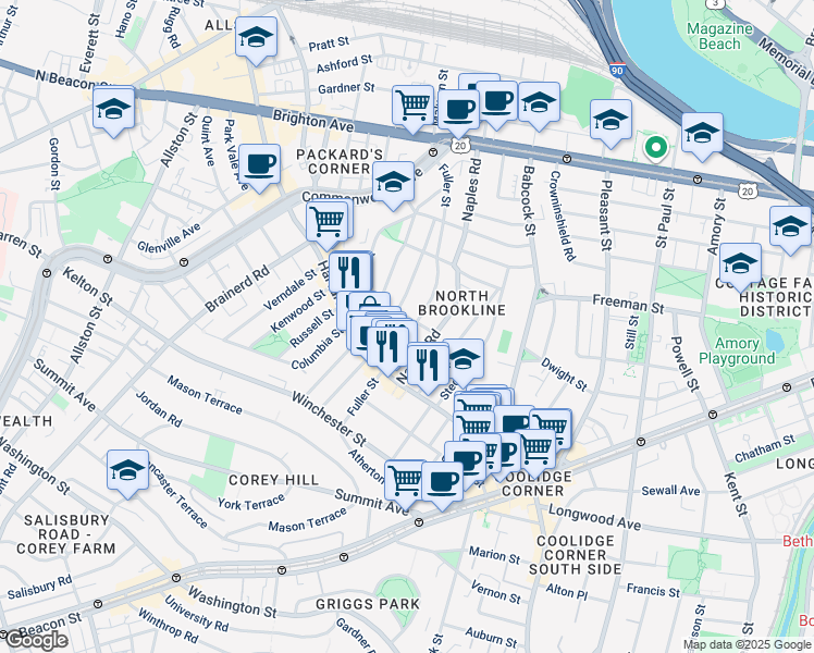 map of restaurants, bars, coffee shops, grocery stores, and more near in 
