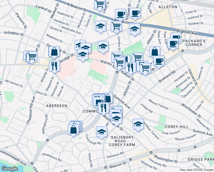 map of restaurants, bars, coffee shops, grocery stores, and more near in 