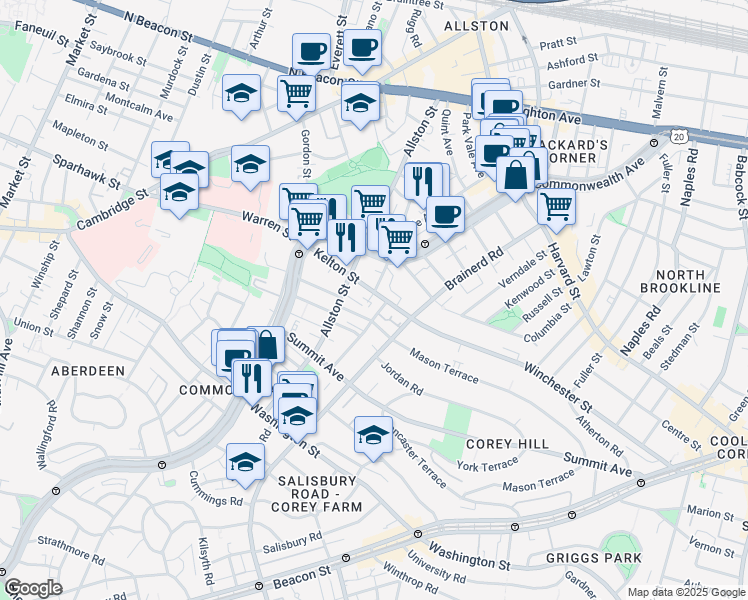 map of restaurants, bars, coffee shops, grocery stores, and more near in 