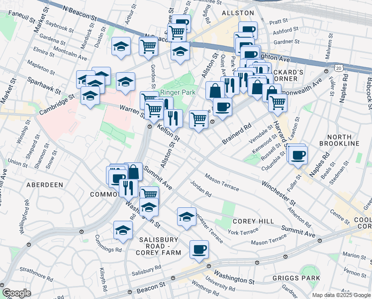 map of restaurants, bars, coffee shops, grocery stores, and more near in 