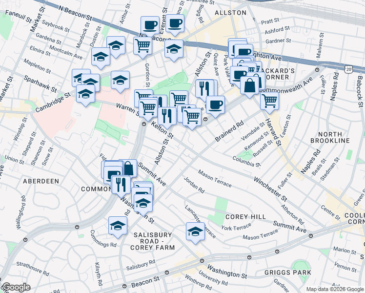 map of restaurants, bars, coffee shops, grocery stores, and more near in 