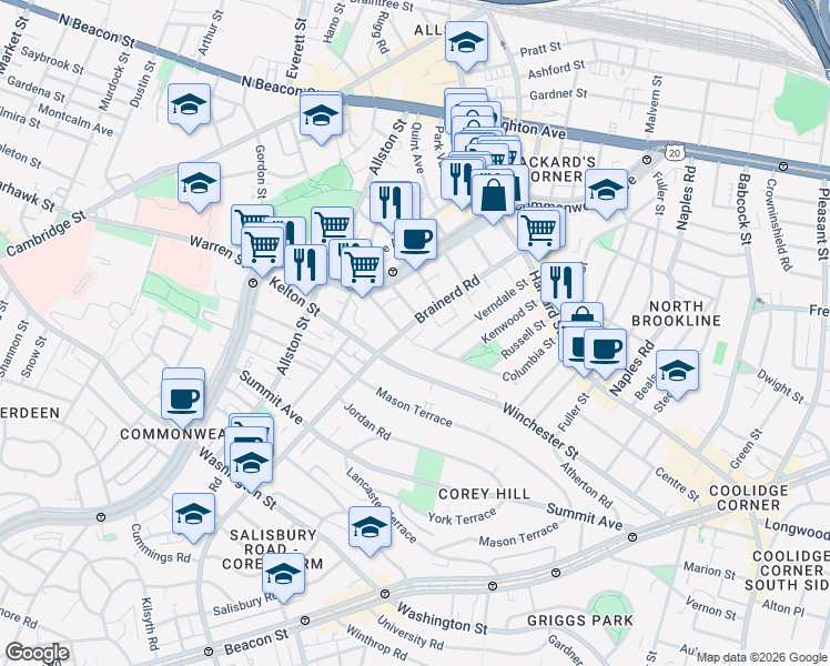 map of restaurants, bars, coffee shops, grocery stores, and more near in 