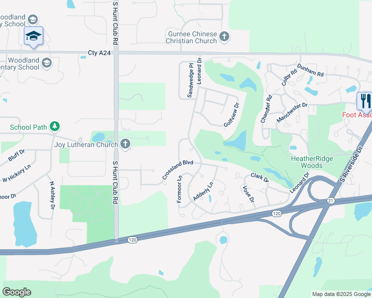 map of restaurants, bars, coffee shops, grocery stores, and more near 768 Gloster Court in Gurnee