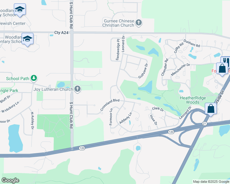 map of restaurants, bars, coffee shops, grocery stores, and more near 768 Gloster Court in Gurnee