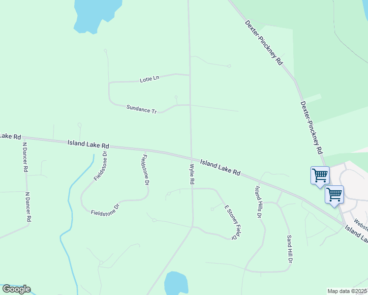 map of restaurants, bars, coffee shops, grocery stores, and more near 9020 Island Lake Road in Dexter