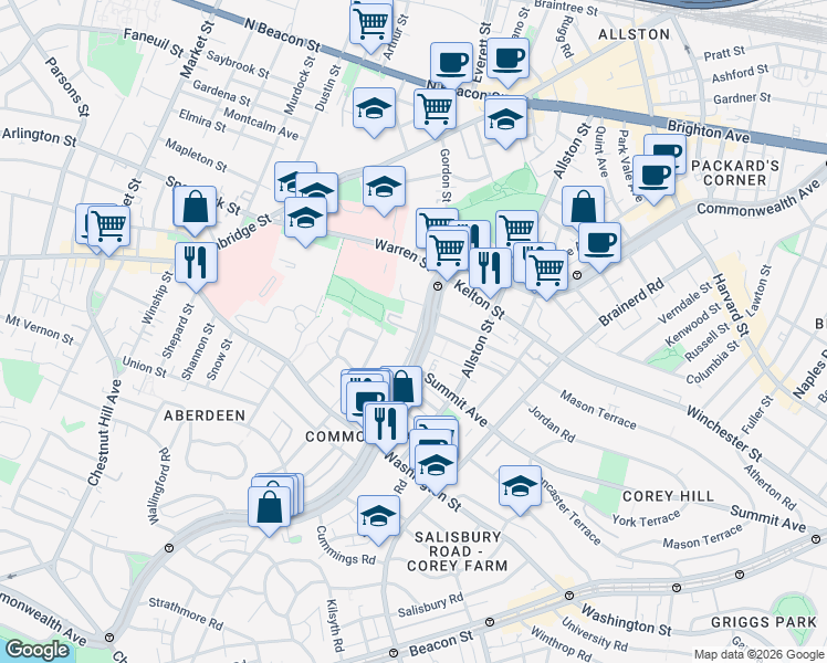 map of restaurants, bars, coffee shops, grocery stores, and more near in 