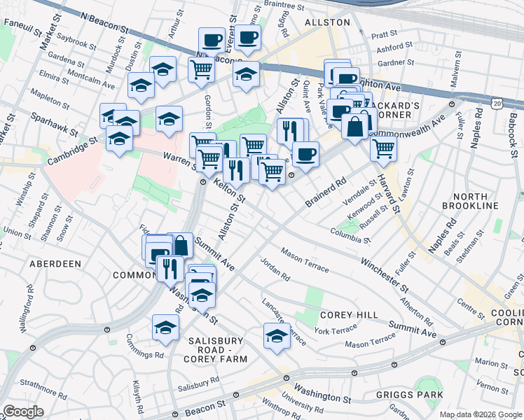 map of restaurants, bars, coffee shops, grocery stores, and more near in 