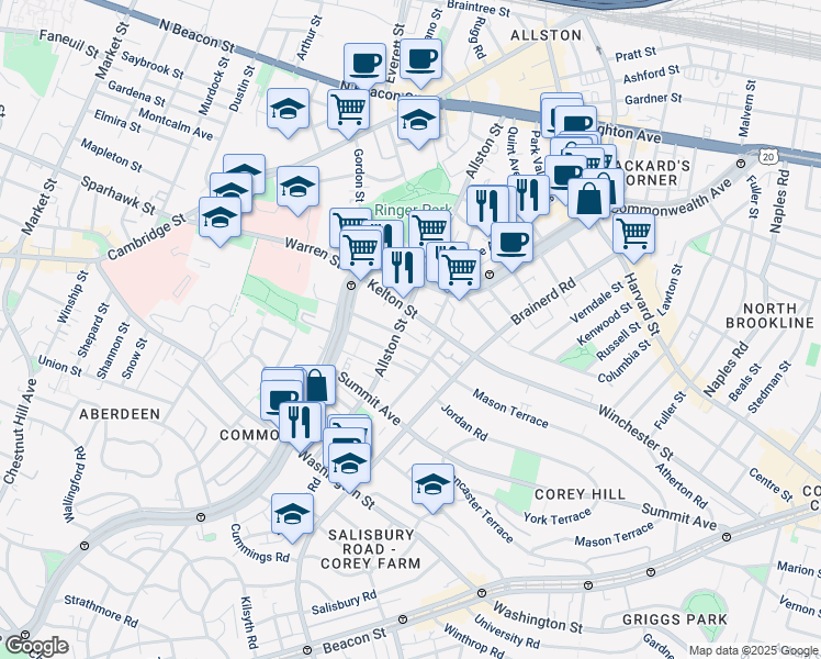 map of restaurants, bars, coffee shops, grocery stores, and more near in 