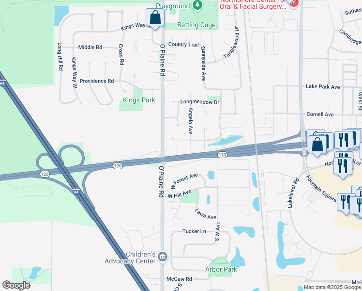 map of restaurants, bars, coffee shops, grocery stores, and more near 808 Astor Place in Gurnee