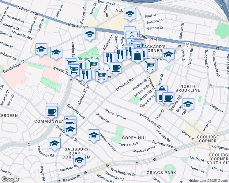 map of restaurants, bars, coffee shops, grocery stores, and more near in 