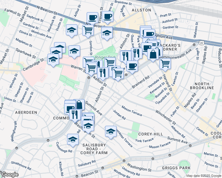 map of restaurants, bars, coffee shops, grocery stores, and more near in 