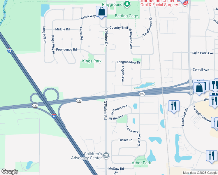 map of restaurants, bars, coffee shops, grocery stores, and more near 808 Astor Place in Gurnee