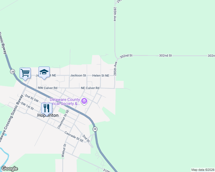 map of restaurants, bars, coffee shops, grocery stores, and more near 300-398 Northeast Culver Road in Hopkinton