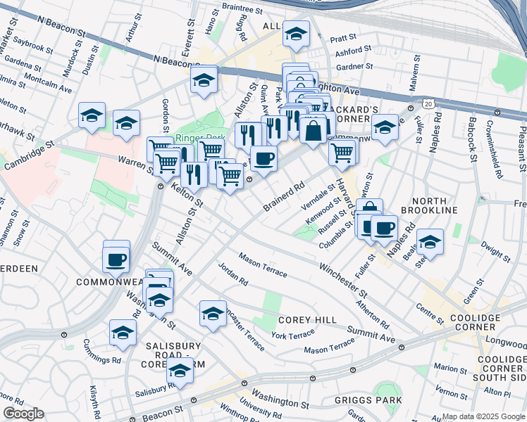 map of restaurants, bars, coffee shops, grocery stores, and more near in 