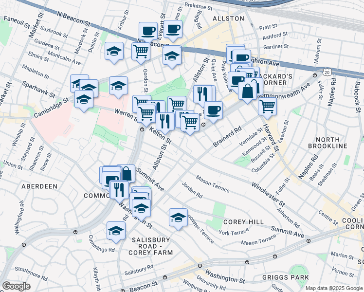 map of restaurants, bars, coffee shops, grocery stores, and more near in 
