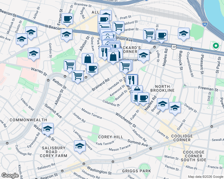 map of restaurants, bars, coffee shops, grocery stores, and more near in 