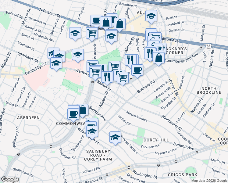 map of restaurants, bars, coffee shops, grocery stores, and more near in 