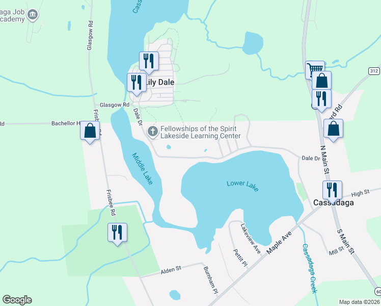 map of restaurants, bars, coffee shops, grocery stores, and more near 216 Dale Drive in Cassadaga