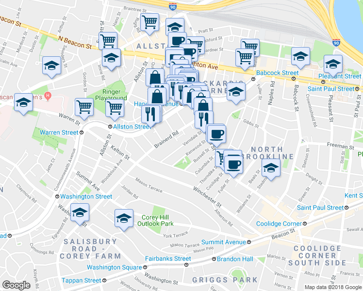 map of restaurants, bars, coffee shops, grocery stores, and more near in 