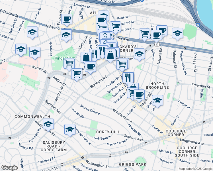 map of restaurants, bars, coffee shops, grocery stores, and more near in 