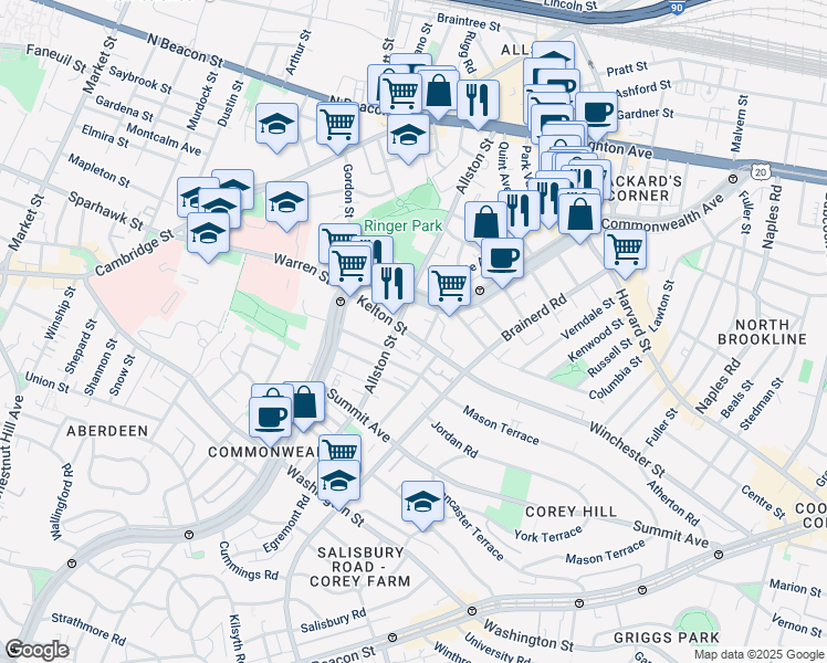 map of restaurants, bars, coffee shops, grocery stores, and more near in 