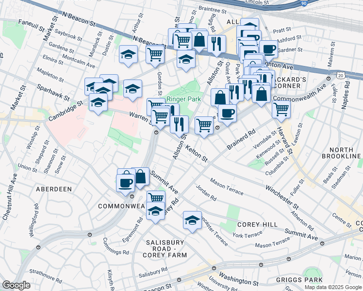 map of restaurants, bars, coffee shops, grocery stores, and more near in 