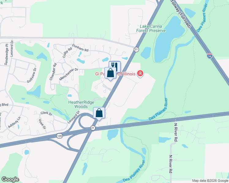 map of restaurants, bars, coffee shops, grocery stores, and more near 752 Milwaukee Avenue in Gurnee