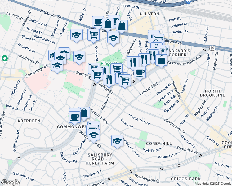 map of restaurants, bars, coffee shops, grocery stores, and more near in 