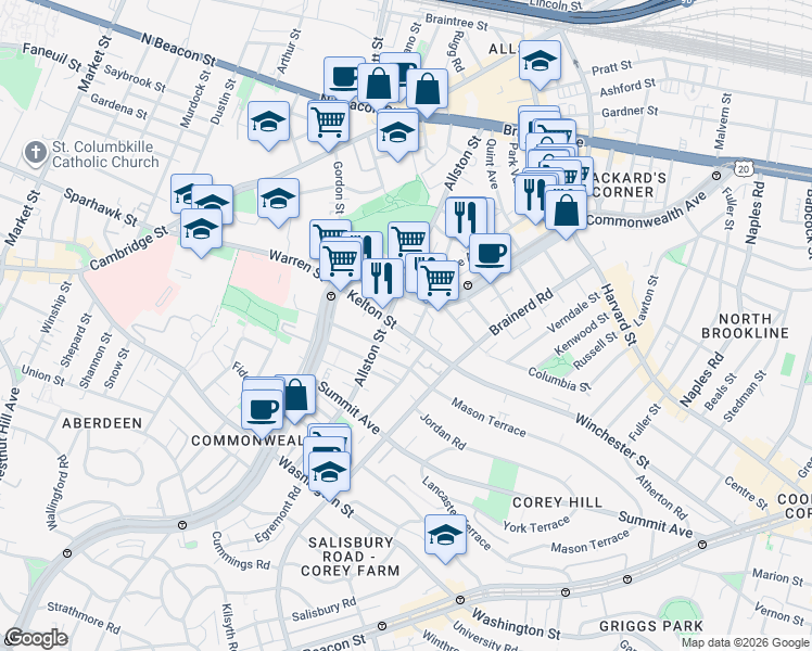 map of restaurants, bars, coffee shops, grocery stores, and more near in 