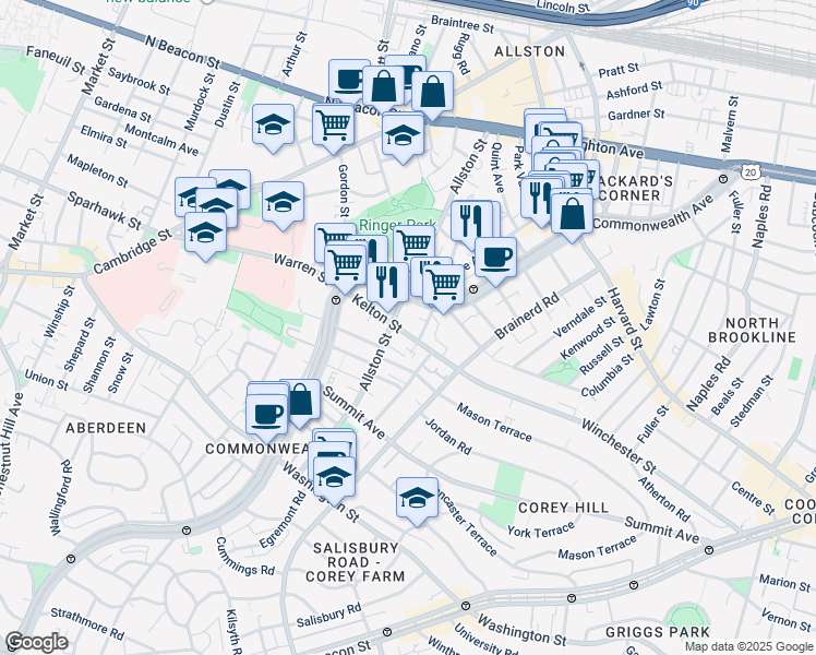 map of restaurants, bars, coffee shops, grocery stores, and more near in 