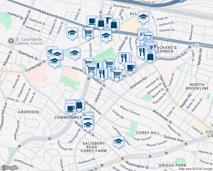 map of restaurants, bars, coffee shops, grocery stores, and more near in 