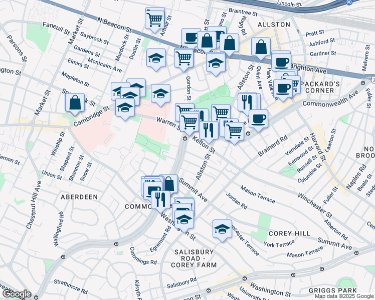 map of restaurants, bars, coffee shops, grocery stores, and more near in Boston