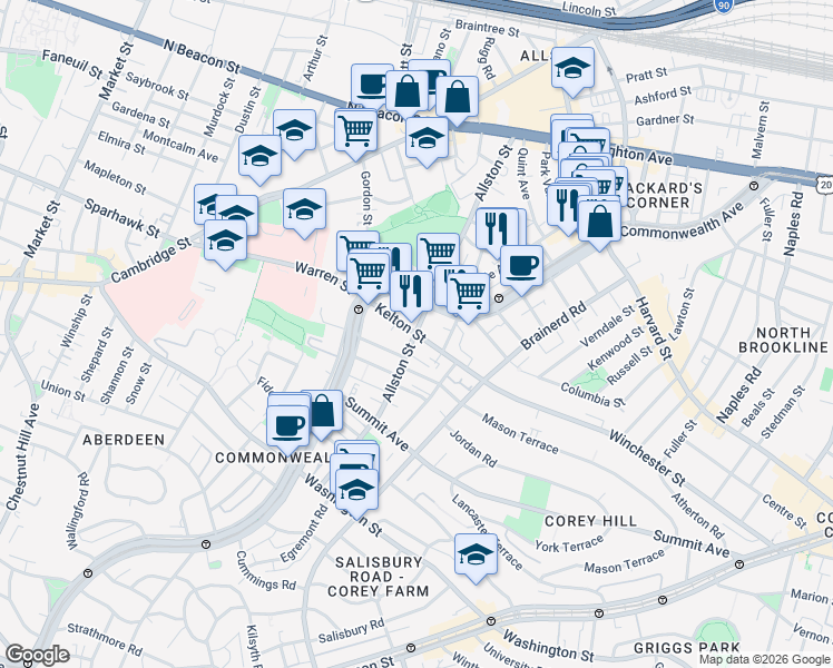 map of restaurants, bars, coffee shops, grocery stores, and more near in 