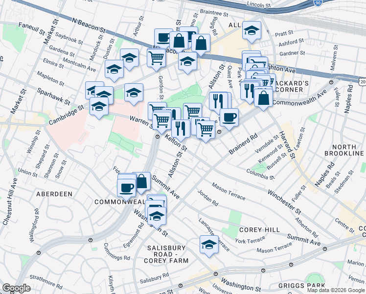 map of restaurants, bars, coffee shops, grocery stores, and more near in 