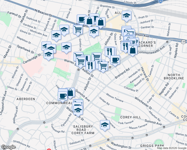 map of restaurants, bars, coffee shops, grocery stores, and more near in 