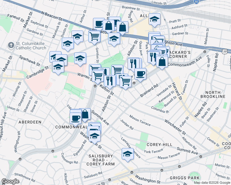 map of restaurants, bars, coffee shops, grocery stores, and more near in 