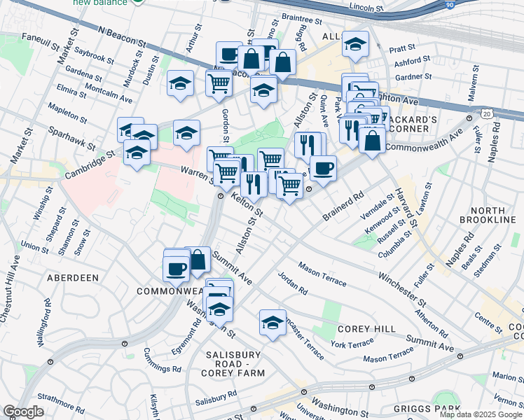 map of restaurants, bars, coffee shops, grocery stores, and more near in 