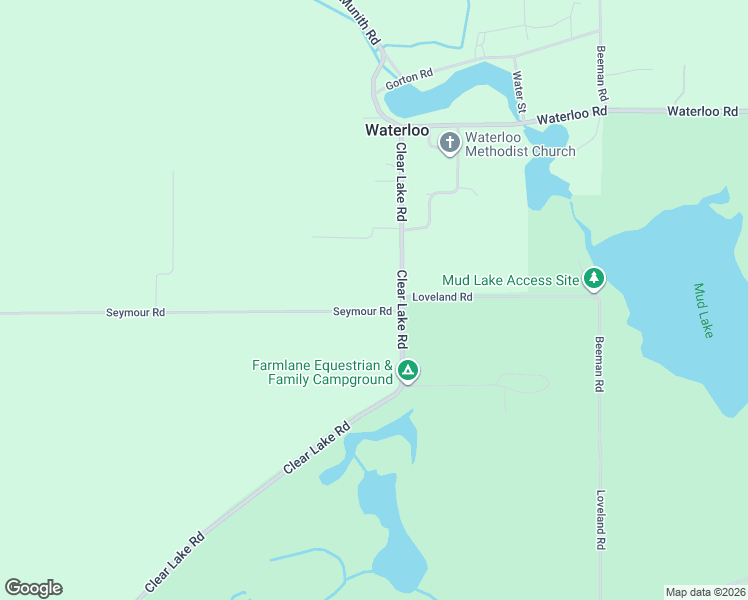 map of restaurants, bars, coffee shops, grocery stores, and more near 16494 Seymour Road in Grass Lake