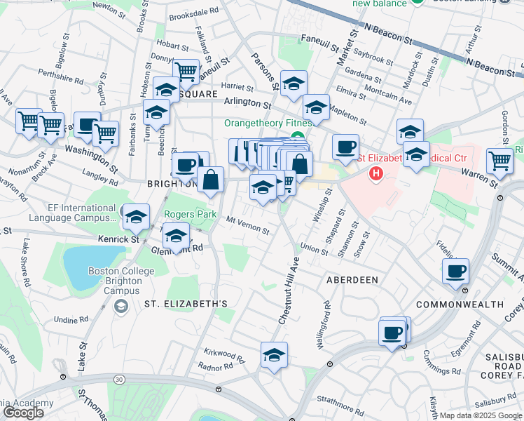map of restaurants, bars, coffee shops, grocery stores, and more near 37 Dighton Street in Boston