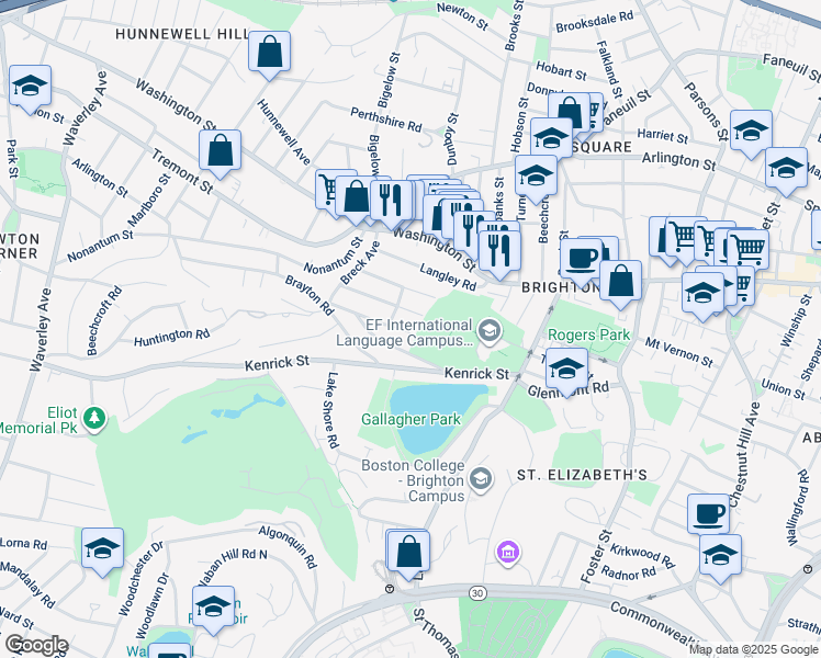 map of restaurants, bars, coffee shops, grocery stores, and more near 69 Bostonia Avenue in Boston