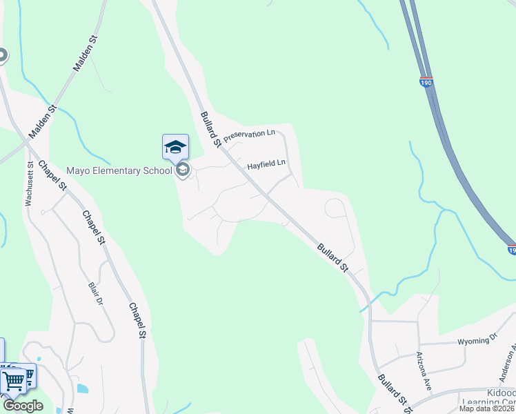 map of restaurants, bars, coffee shops, grocery stores, and more near 299 Bullard Street in Holden