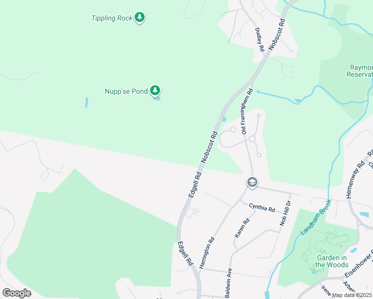 map of restaurants, bars, coffee shops, grocery stores, and more near 1 Nobscot Road in Sudbury