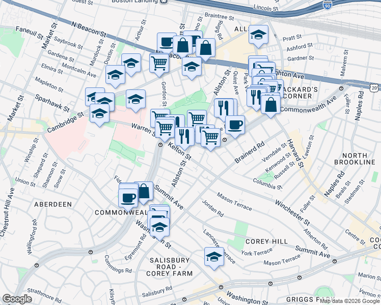 map of restaurants, bars, coffee shops, grocery stores, and more near in 