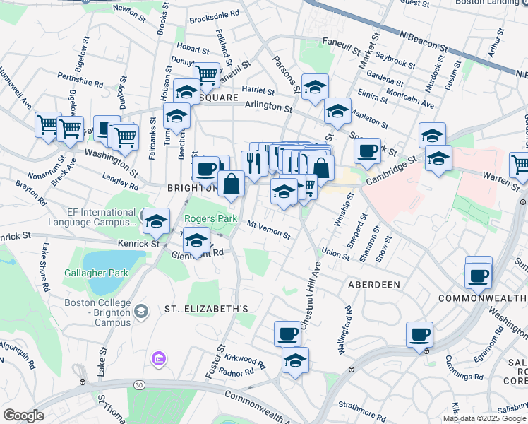 map of restaurants, bars, coffee shops, grocery stores, and more near 37 Dighton Street in Boston